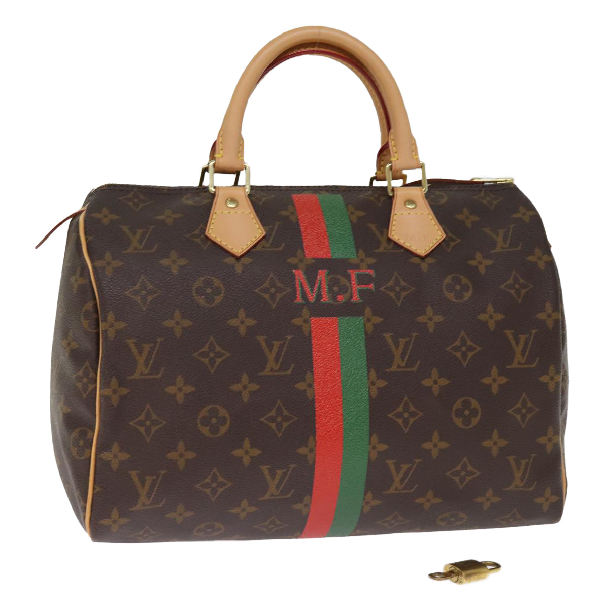 LOUIS VUITTON Monogram My LV Heritage Speedy 30 Hand Bag Red Green LV 76750