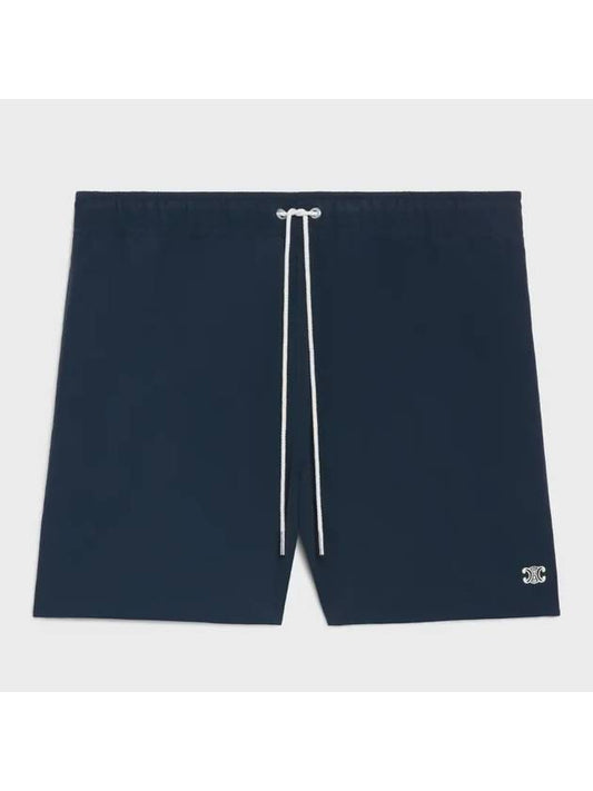 CELINE Triomphe Embroidered Swim Shorts Navy