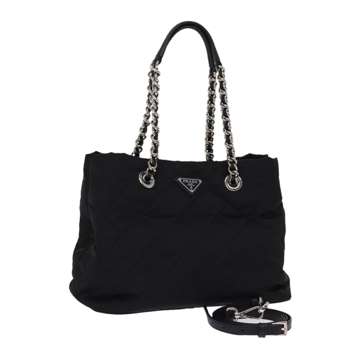 PRADA Chain Shoulder Bag Nylon 2way Black  76803