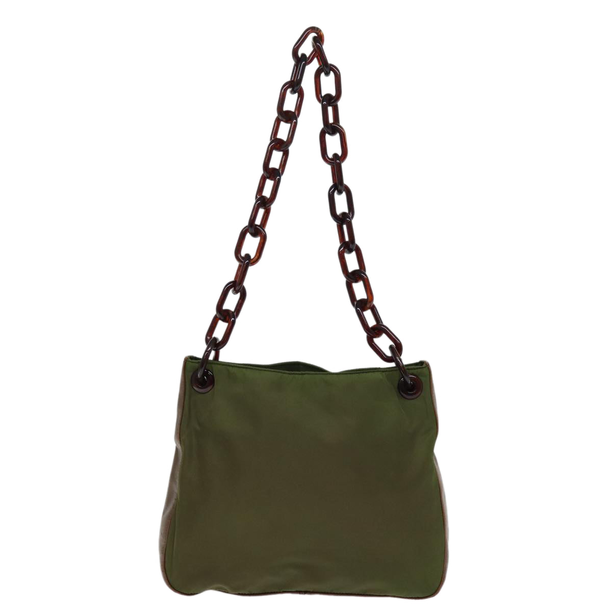 PRADA Chain Shoulder Bag Nylon Khaki  76855