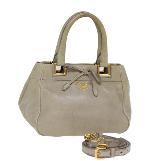 PRADA Hand Bag Leather 2way Gray  76977