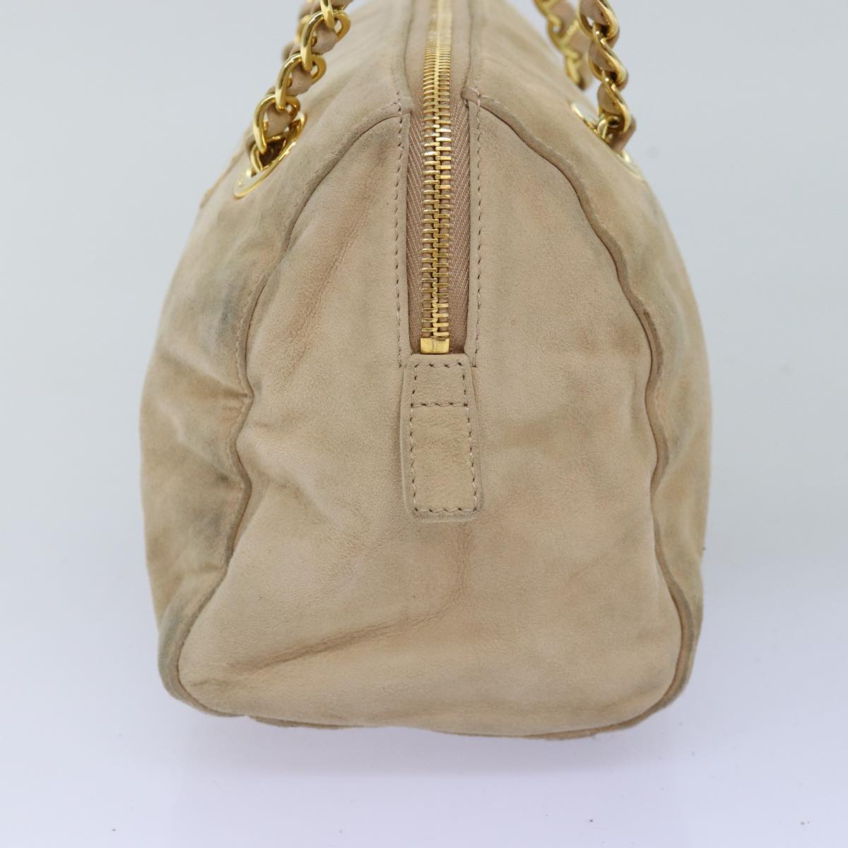 PRADA Hand Bag Suede Beige  76978