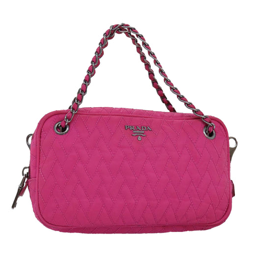 PRADA Chain Hand Bag Nylon Pink  76979