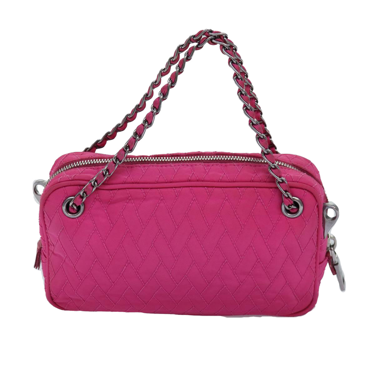 PRADA Chain Hand Bag Nylon Pink  76979