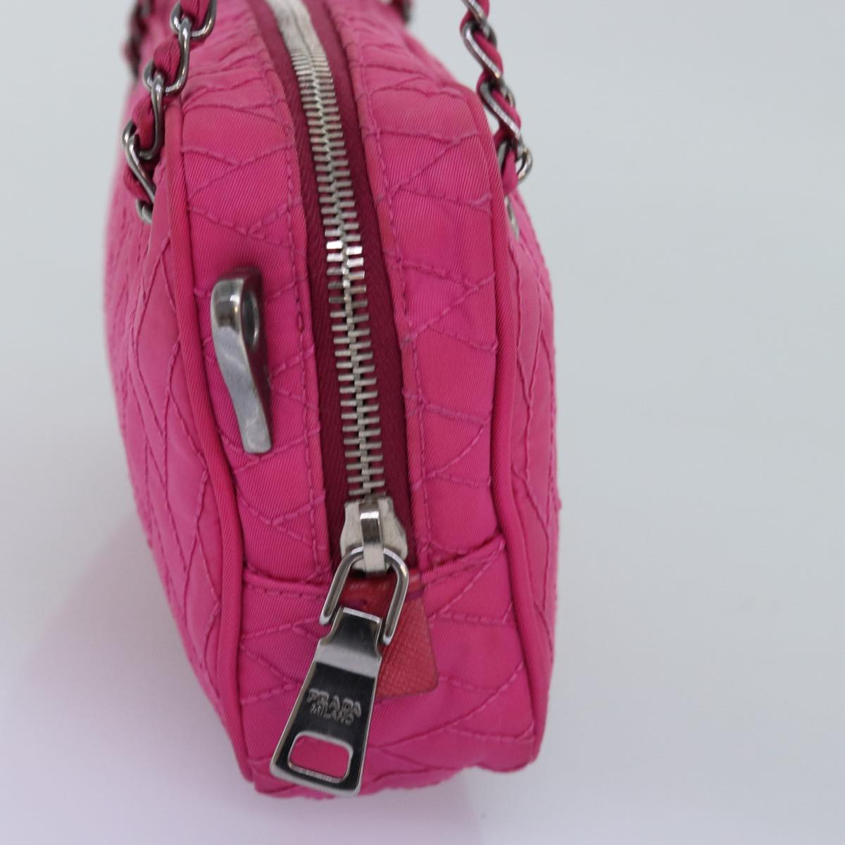 PRADA Chain Hand Bag Nylon Pink  76979