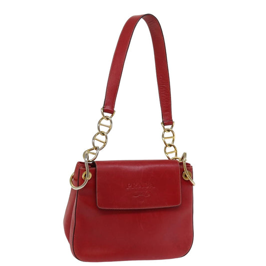 PRADA Shoulder Bag Leather Red  76981