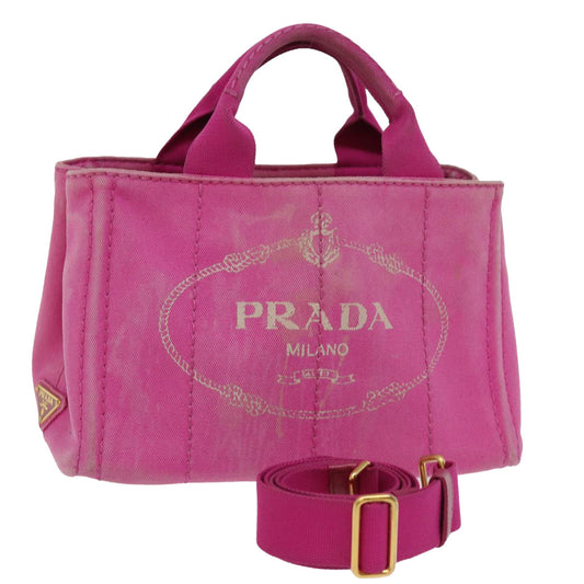 PRADA Canapa PM Hand Bag Canvas 2way Pink  76984