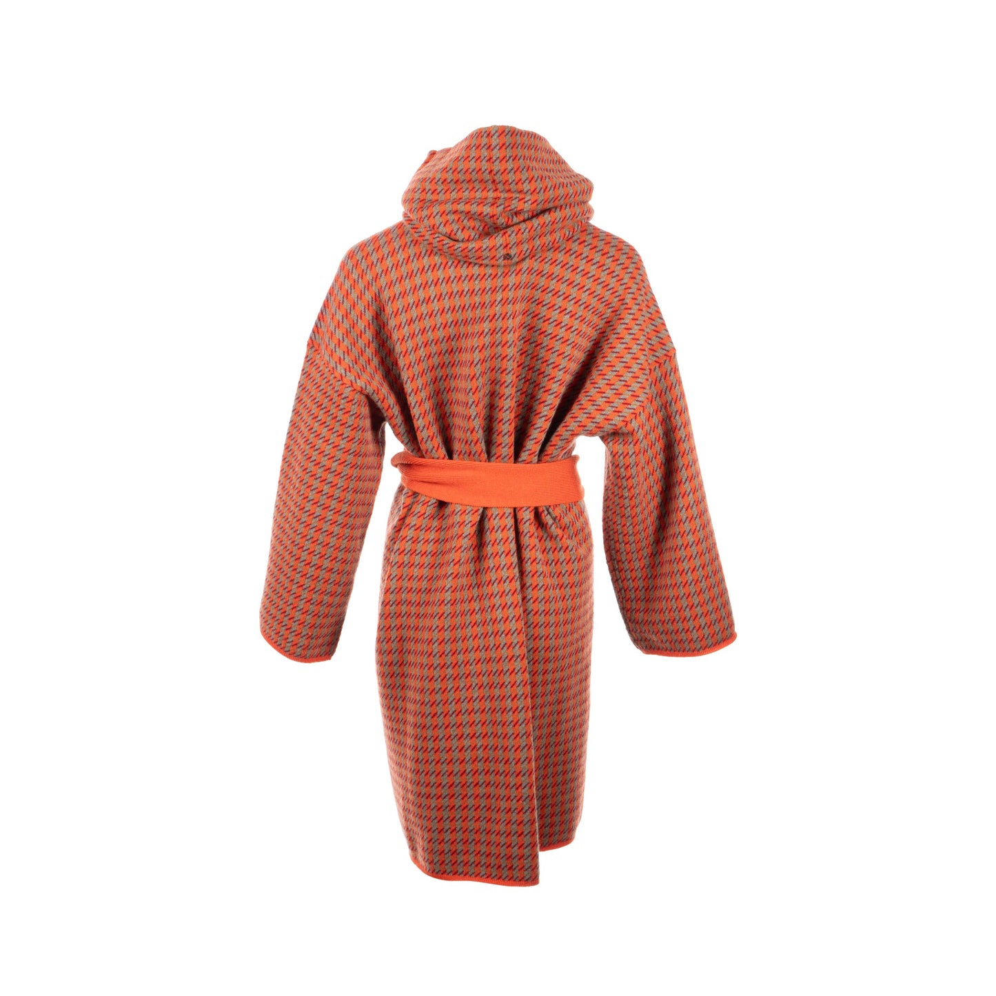 Hermes Size 38 Jacquard Knit Dress with Neck Warmer/Knit Belt Cashmere Orange Brule
