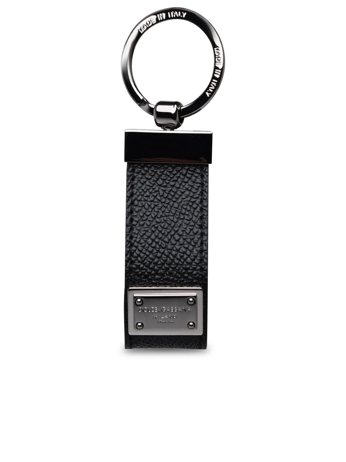 Dolce & Gabbana Black Leather Dauphine Keyring Men