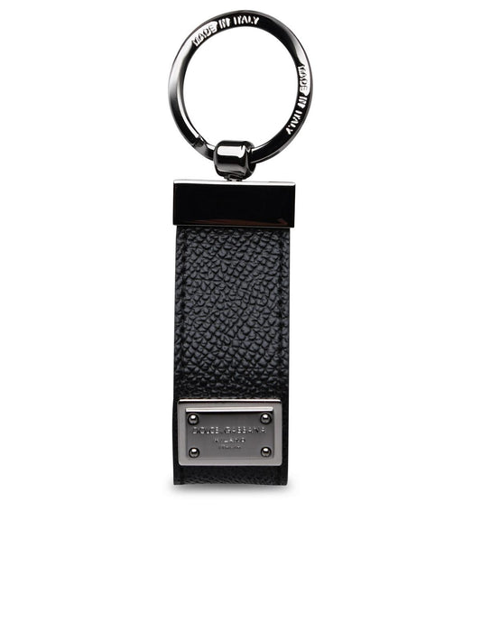 Dolce & Gabbana Black Leather Dauphine Keyring Men