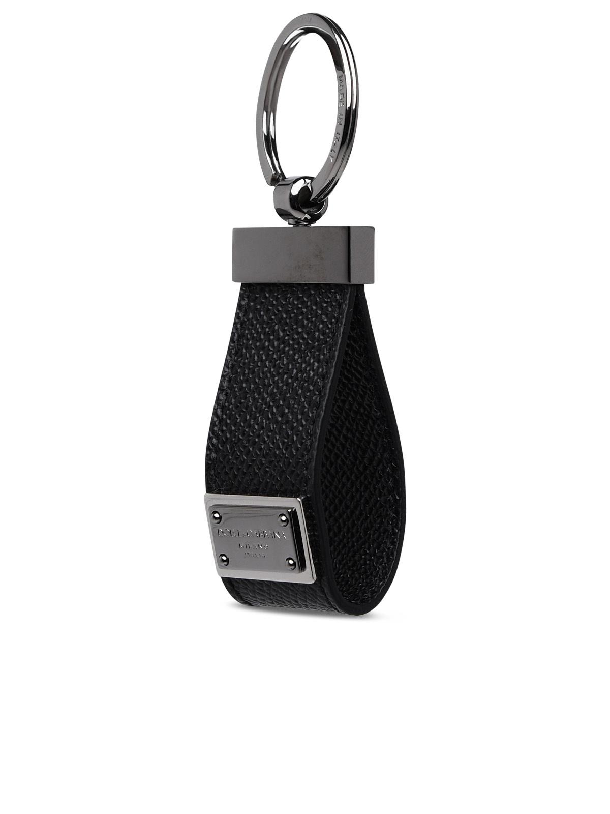 Dolce & Gabbana Black Leather Dauphine Keyring Men