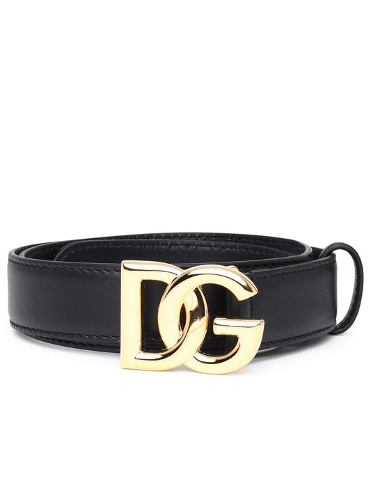 Dolce & Gabbana Dg Black Leather Belt Women