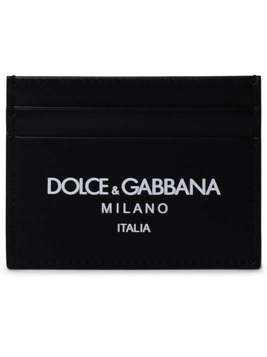 Dolce & Gabbana Black Leather Card Holder Men