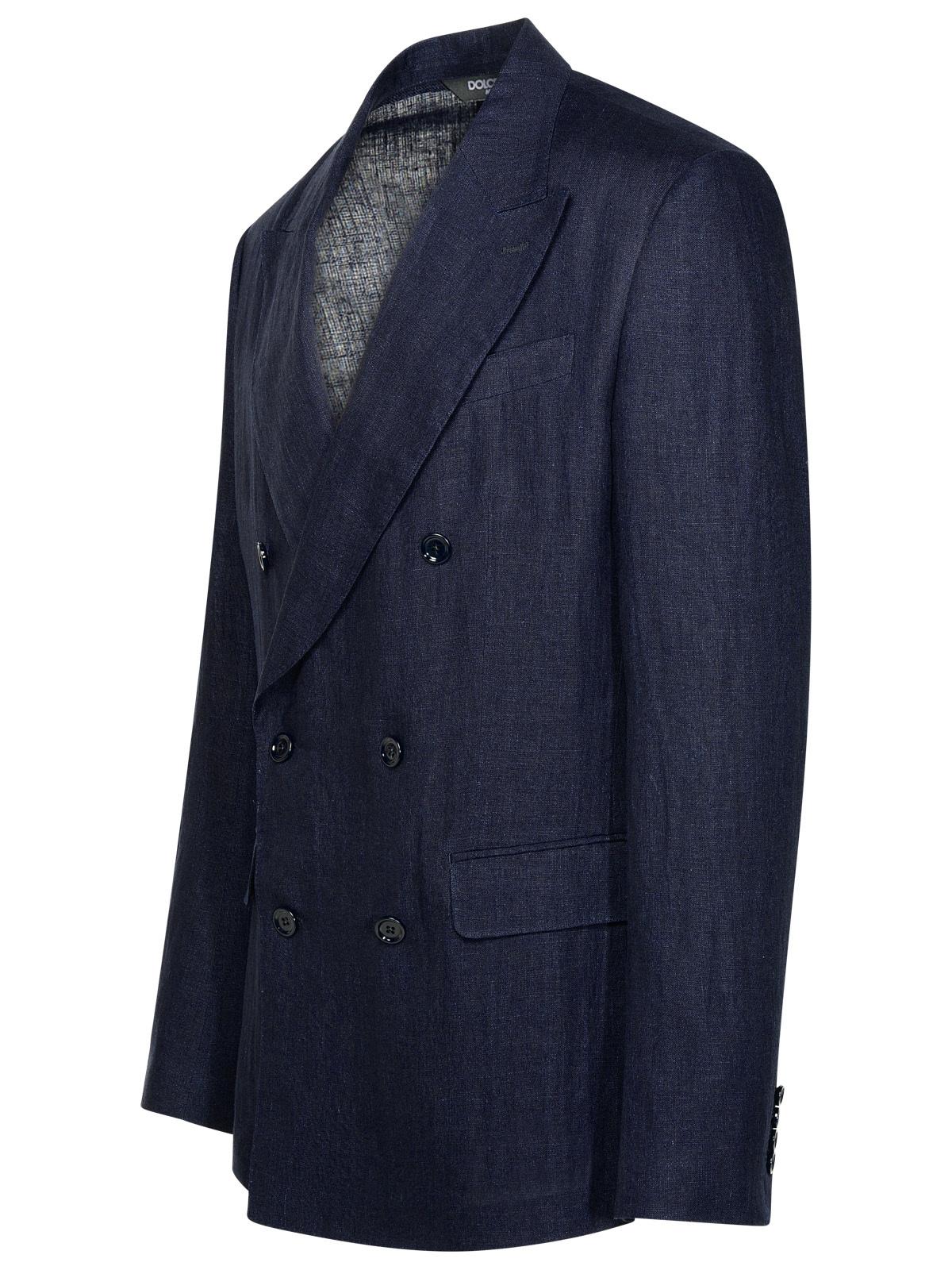 Dolce & Gabbana Navy Linen Blazer Men
