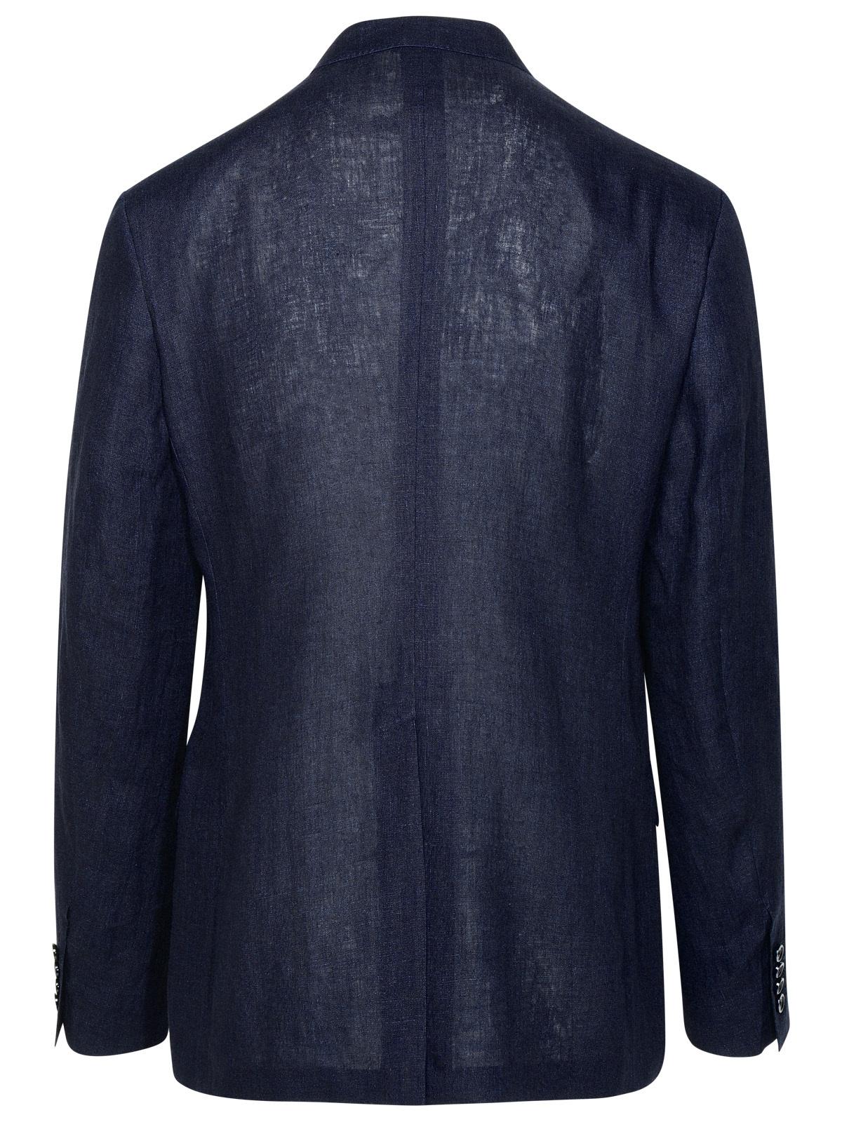 Dolce & Gabbana Navy Linen Blazer Men