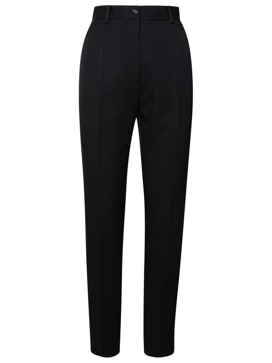 Dolce & Gabbana Black Virgin Wool Blend Trousers Women