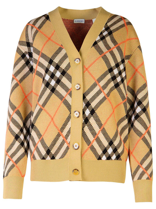 Burberry 'Check' Beige Wool Cardigan Women