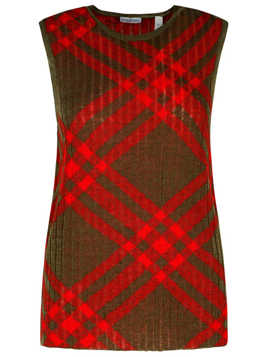 Burberry 'Check' Dark Green Nylon Blend Vest Women
