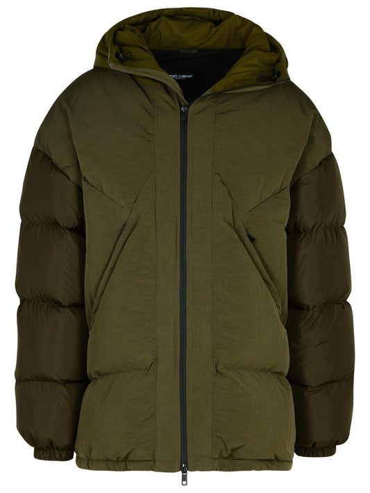 Dolce & Gabbana Green Cotton Blend Down Jacket Men