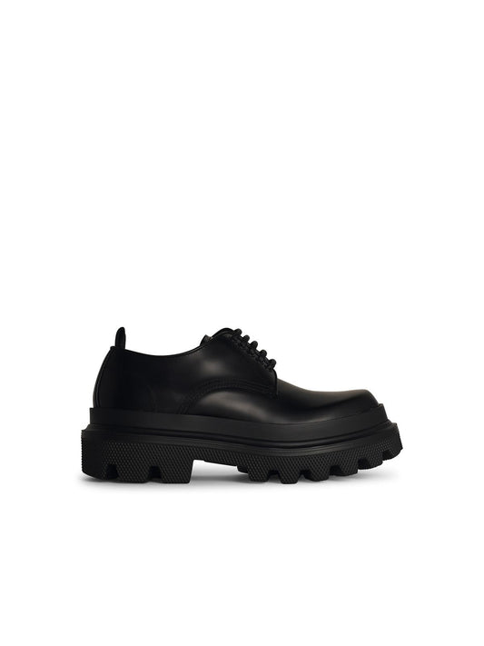 Dolce & Gabbana Scarpa 'Derby' In Matt Black Leather Men