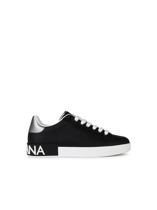 Dolce & Gabbana 'Portofino' Black Leather Sneakers Men