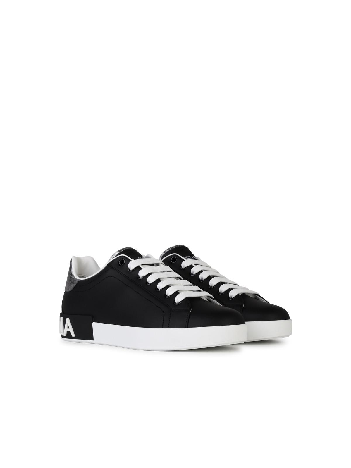 Dolce & Gabbana 'Portofino' Black Leather Sneakers Men