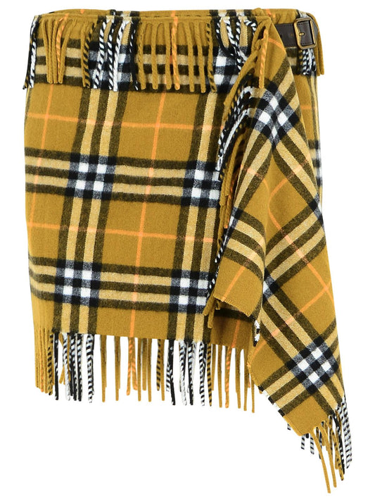 Burberry 'Check' Light Green Wool Blend Miniskirt Women
