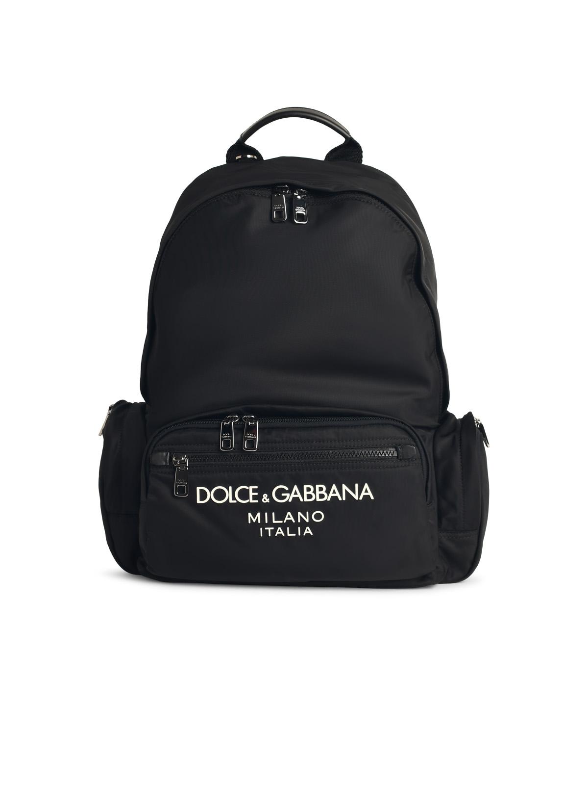 Dolce & Gabbana Black Nylon Blend Backpack Men