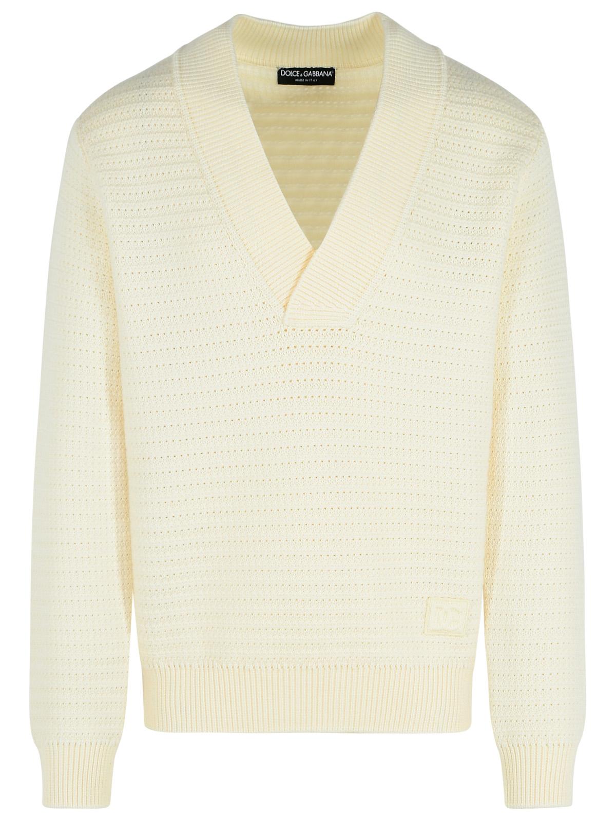 Dolce & Gabbana White Virgin Wool Sweater Men