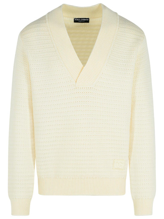 Dolce & Gabbana White Virgin Wool Sweater Men