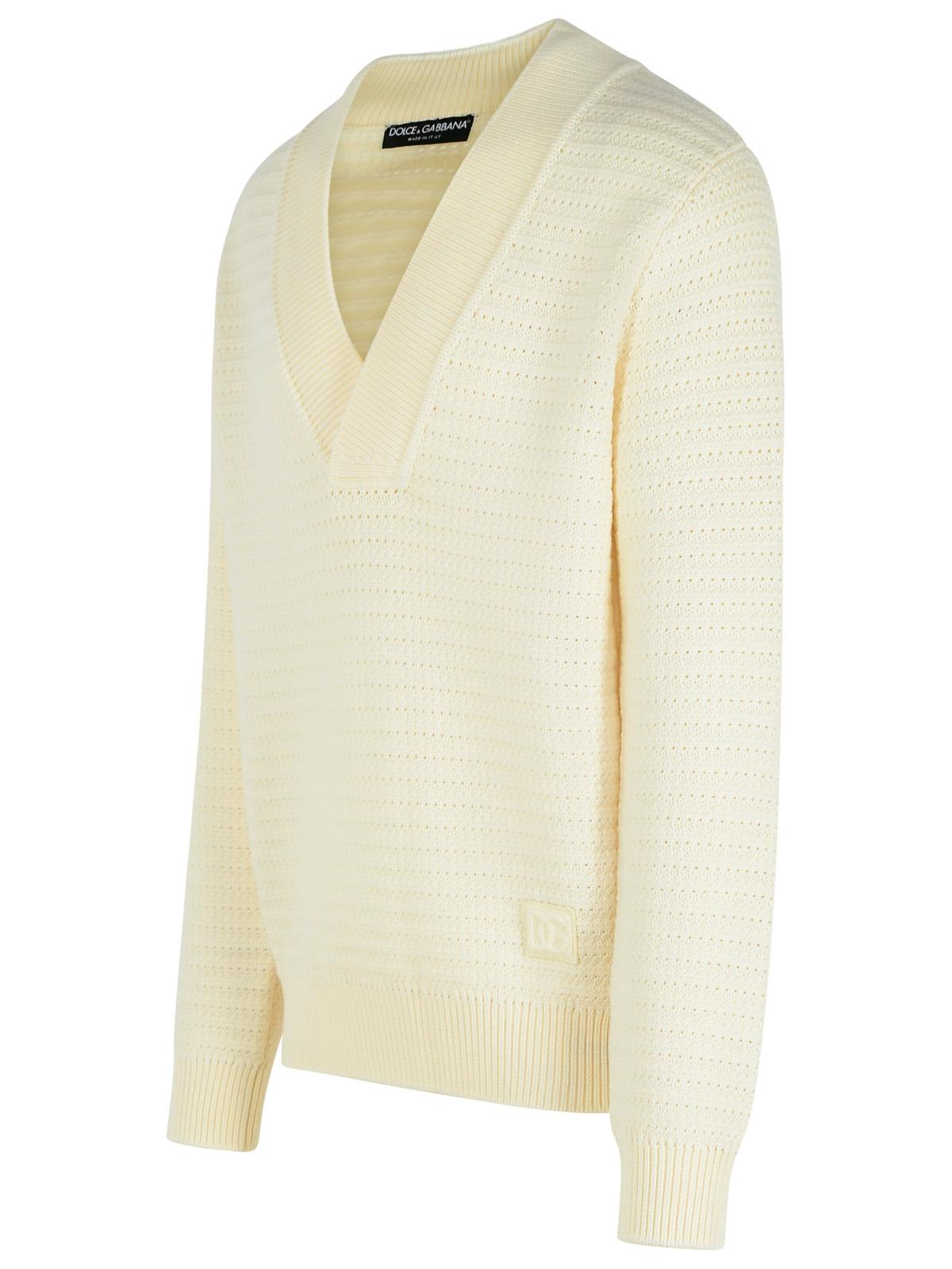 Dolce & Gabbana White Virgin Wool Sweater Men