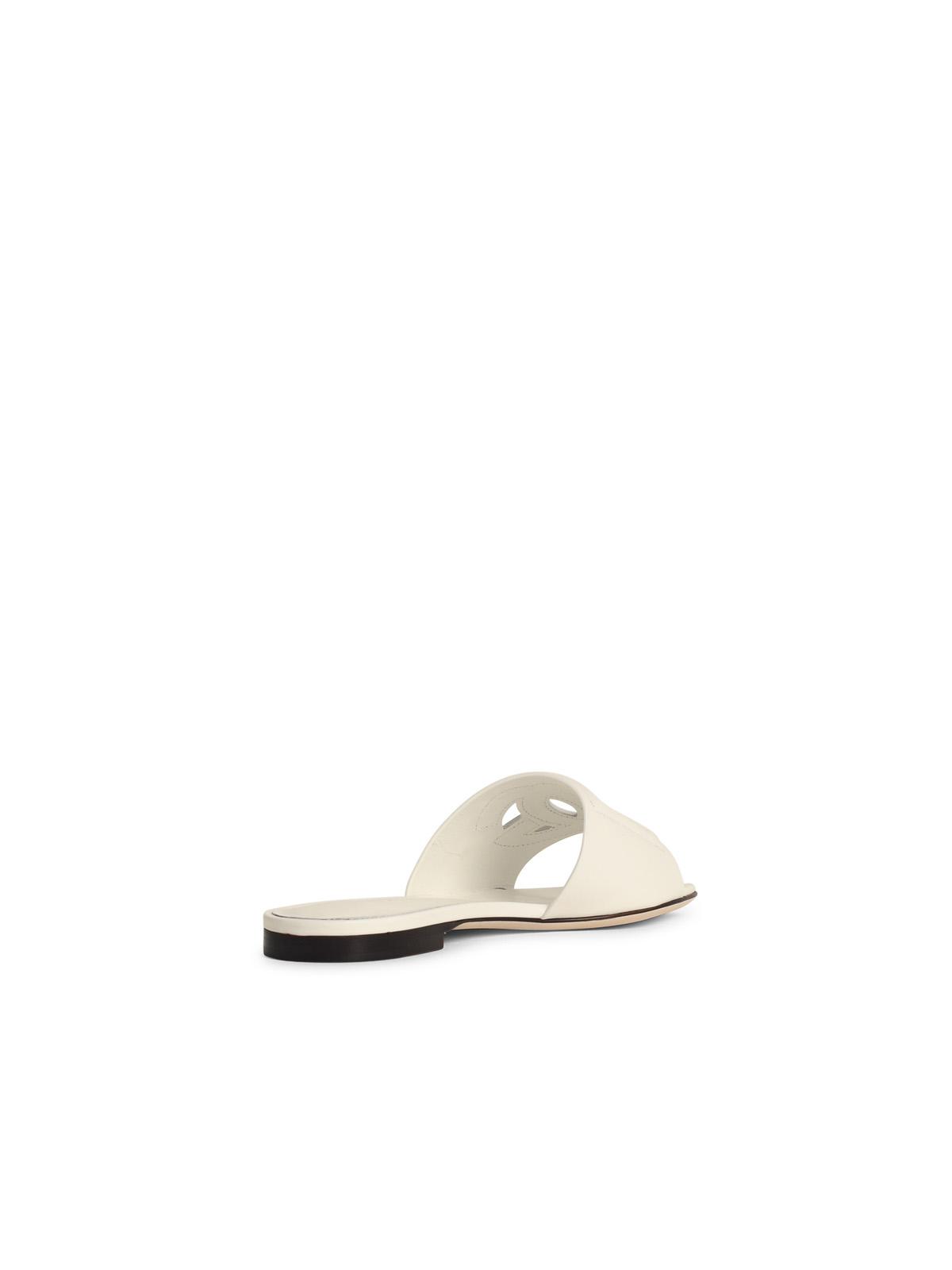 Dolce & Gabbana White Leather Slippers Women