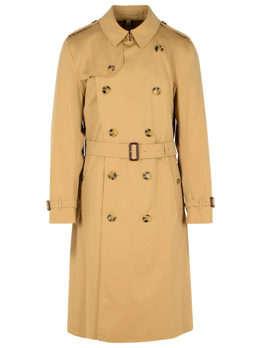 Burberry Long 'Kensington' Beige Cotton Trench Coat Men