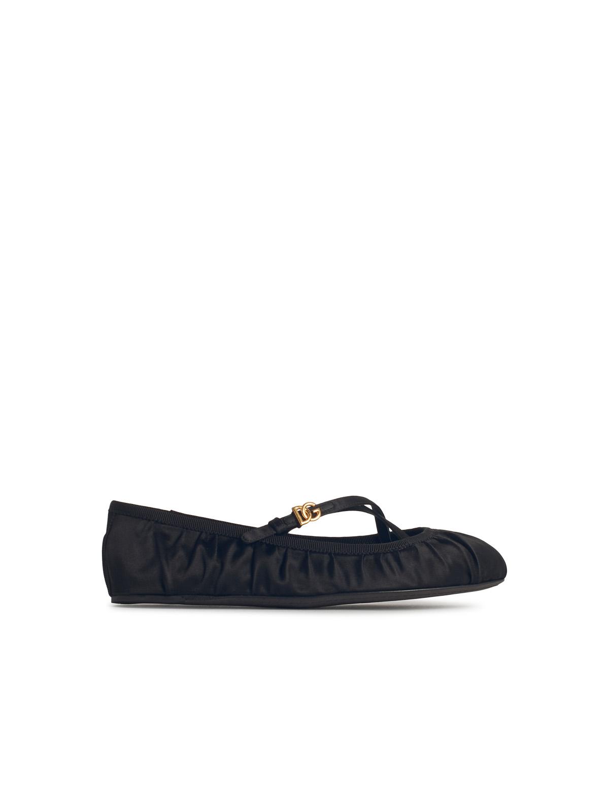 Dolce & Gabbana Black Satin Ballet Flats Women