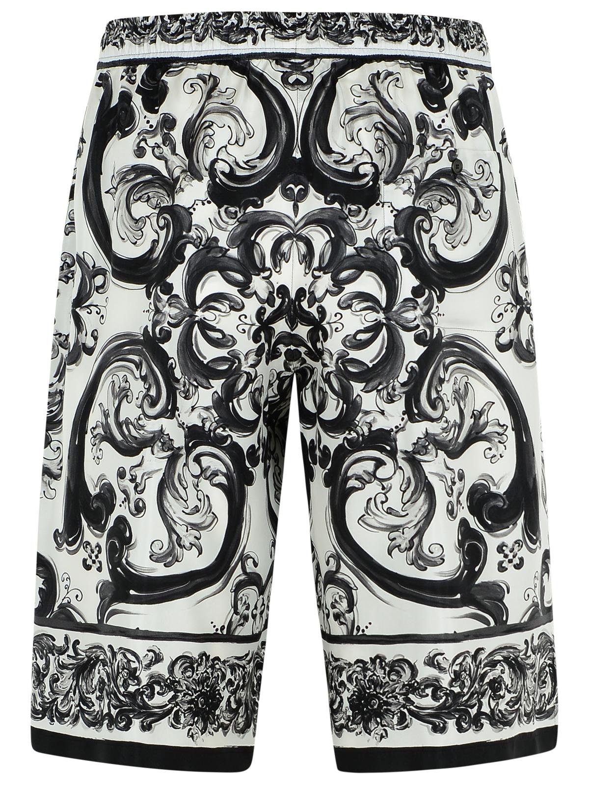 Dolce & Gabbana 'Maiolica' Black Silk Bermuda Shorts Men