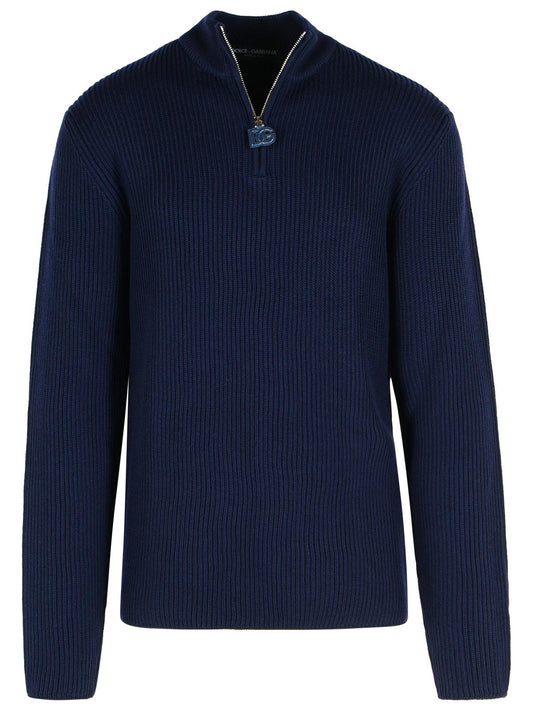 Dolce & Gabbana Navy Virgin Wool Sweater Men