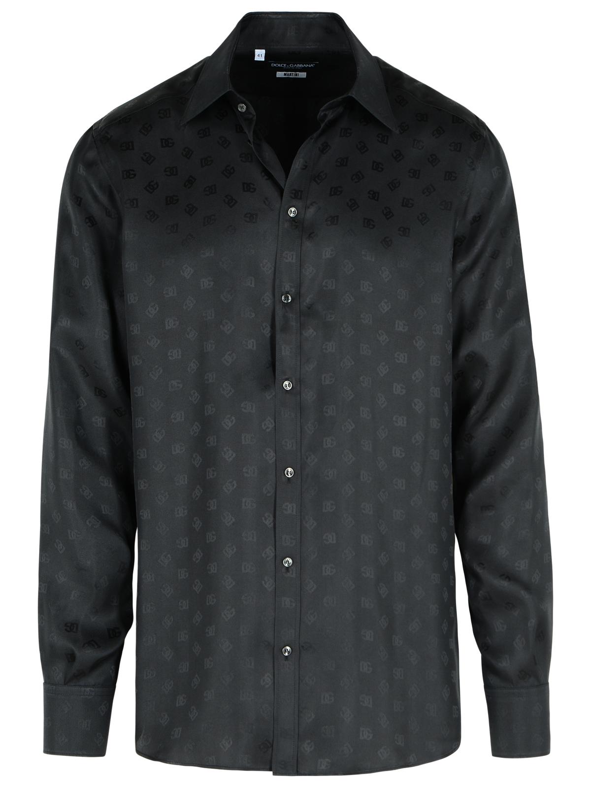 Dolce & Gabbana 'Monoram' Black Silk Shirt Men