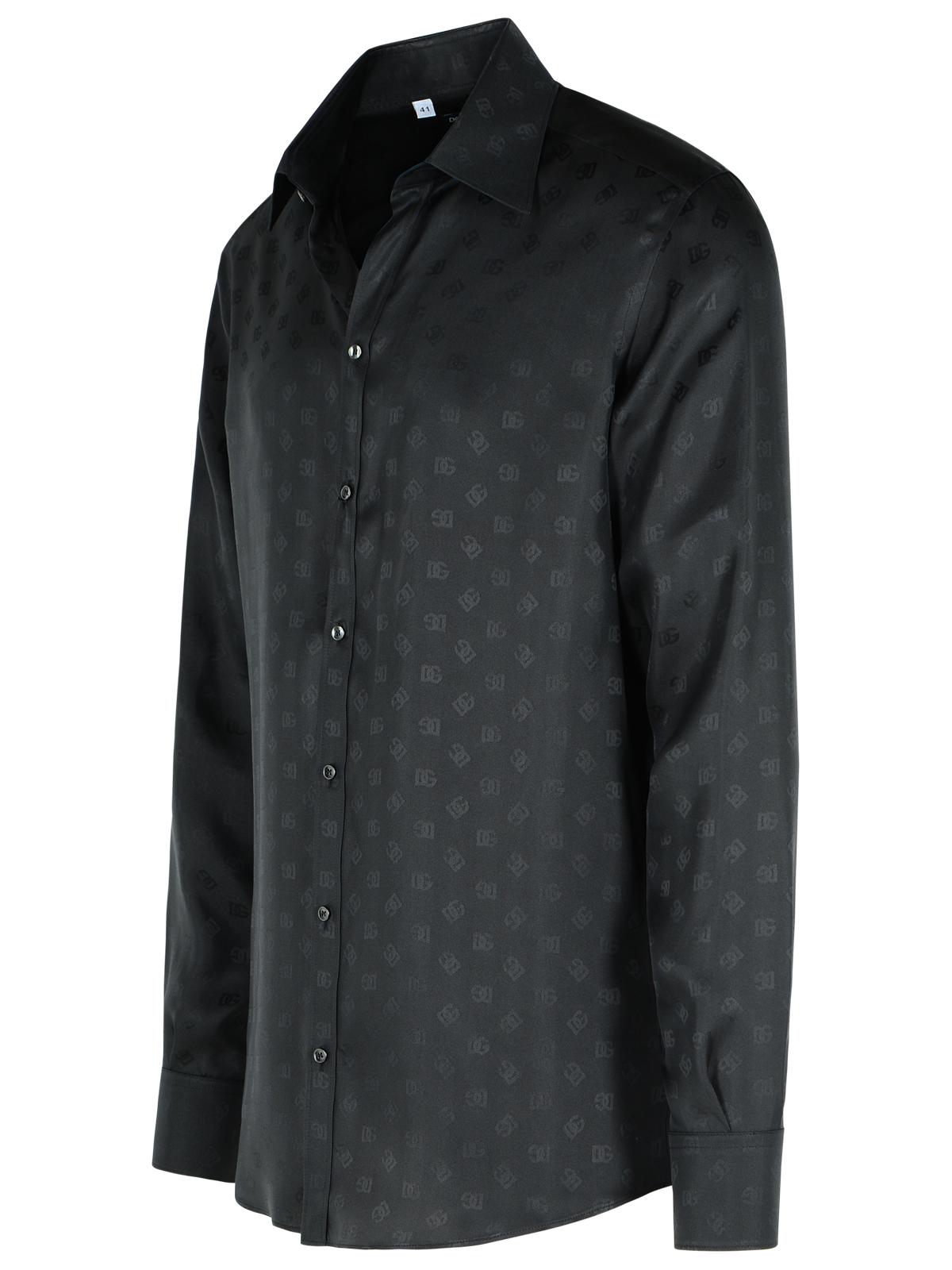 Dolce & Gabbana 'Monoram' Black Silk Shirt Men