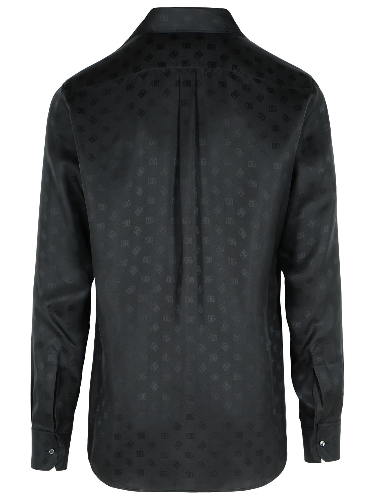 Dolce & Gabbana 'Monoram' Black Silk Shirt Men