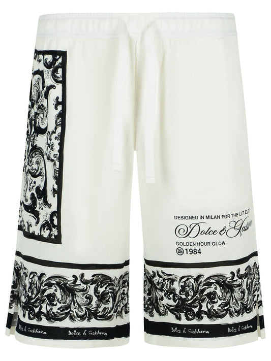 Dolce & Gabbana 'Maiolica' White Cotton Bermuda Shorts Men