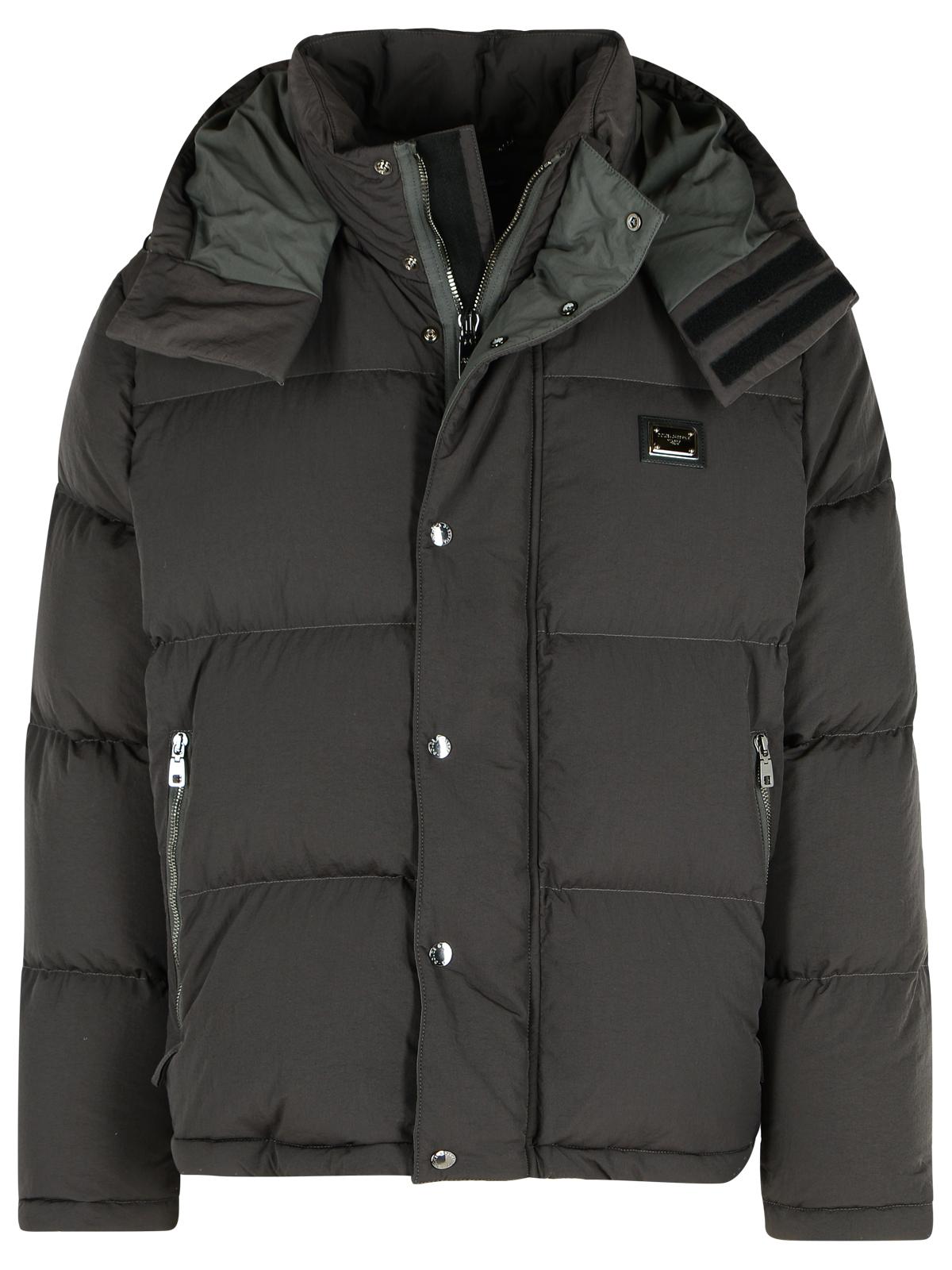 Dolce & Gabbana Grey Polyamide Down Jacket Men