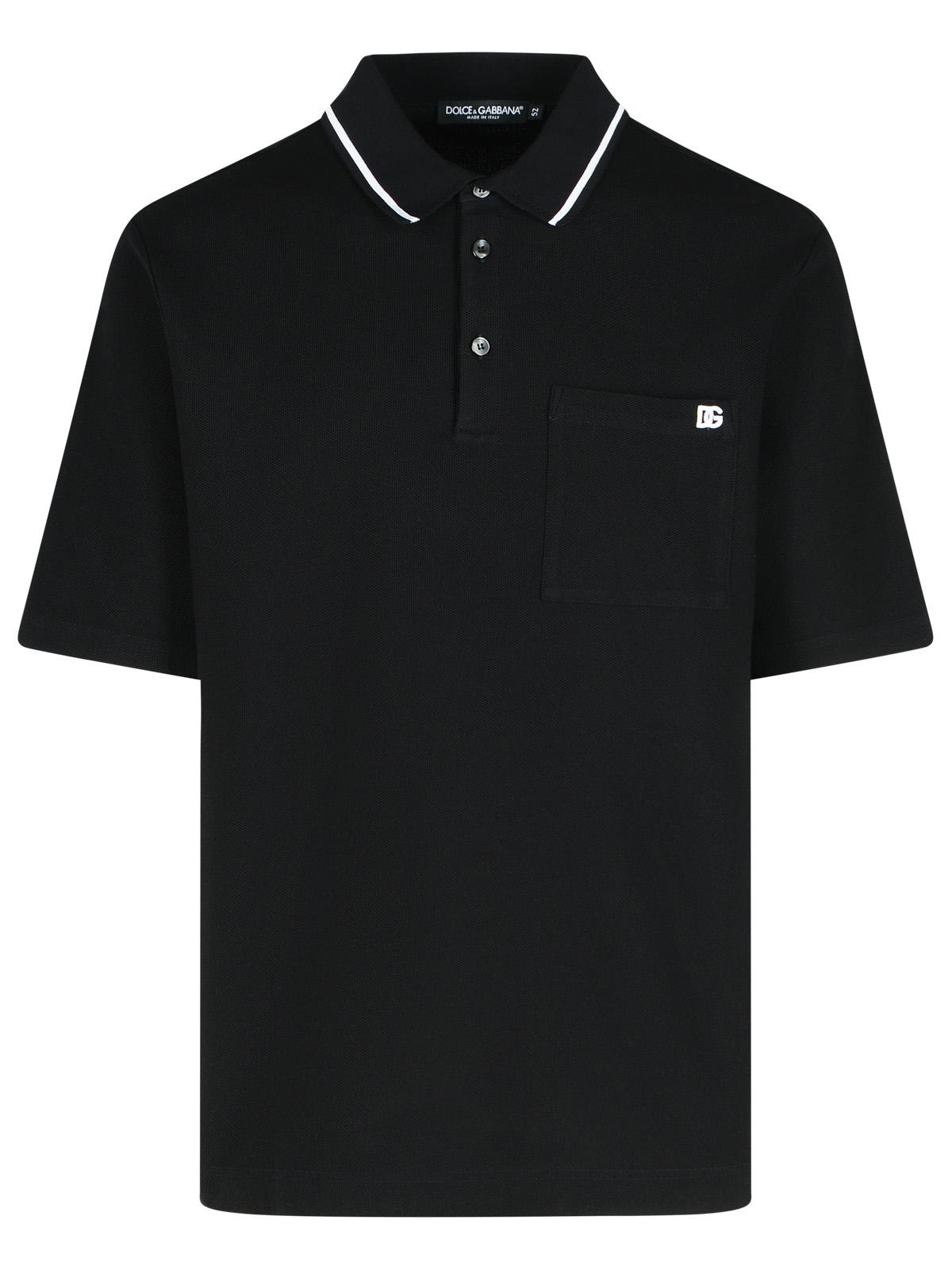 Dolce & Gabbana Black Cotton Polo Shirt Men