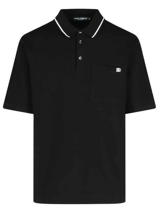 Dolce & Gabbana Black Cotton Polo Shirt Men