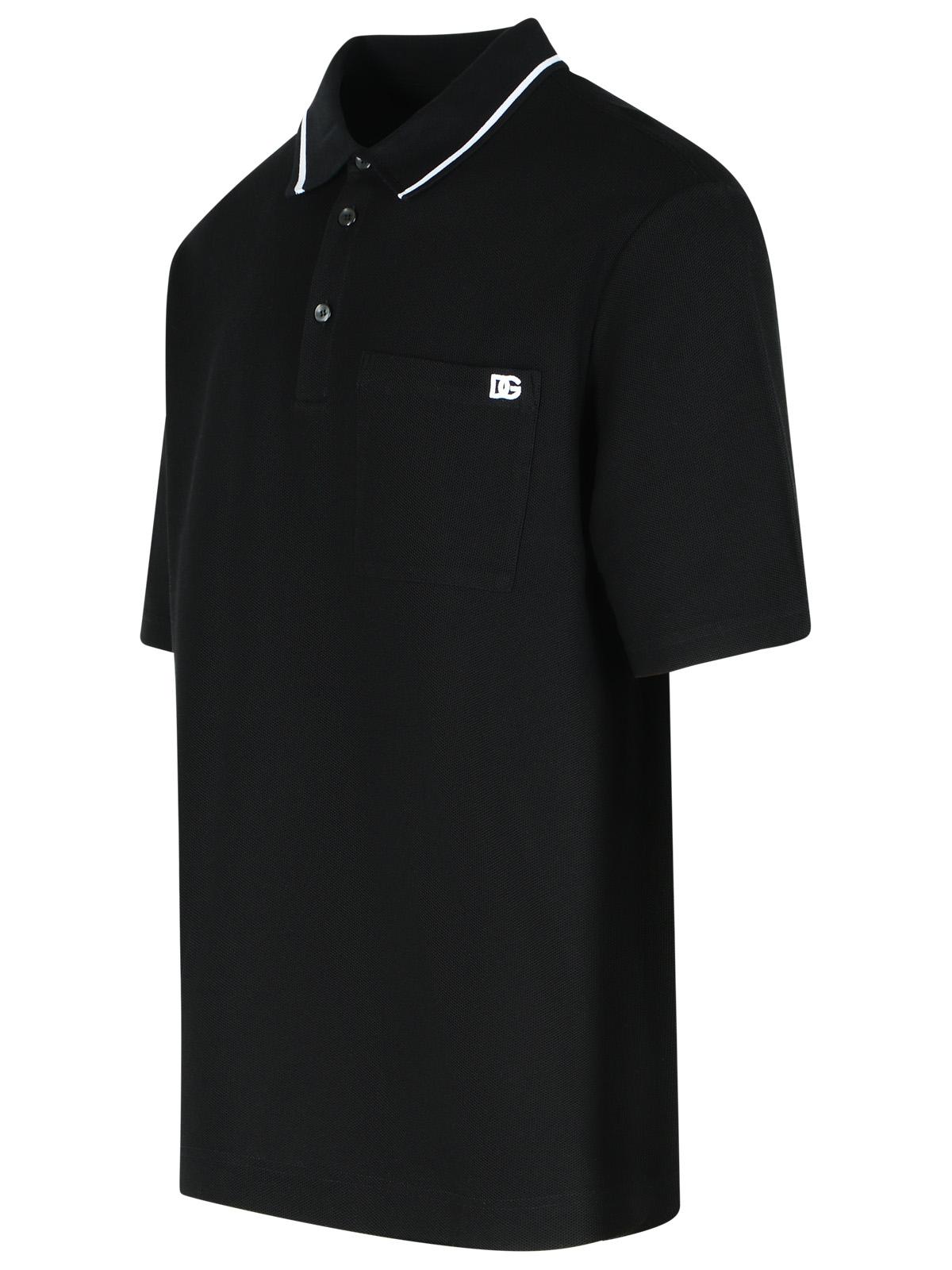 Dolce & Gabbana Black Cotton Polo Shirt Men