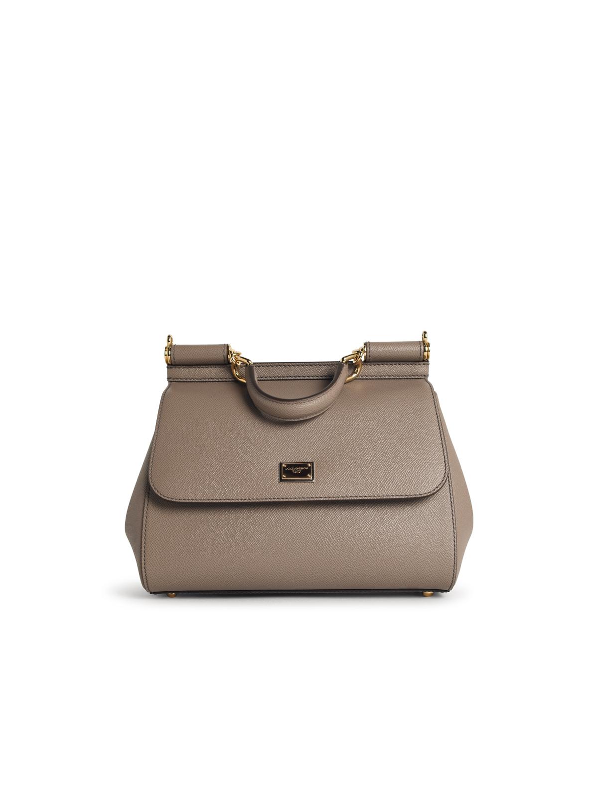 Dolce & Gabbana Large 'Sicily' Handbag In Light Mud Calf Leather Women
