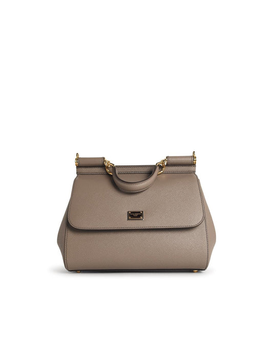Dolce & Gabbana Large 'Sicily' Handbag In Light Mud Calf Leather Women