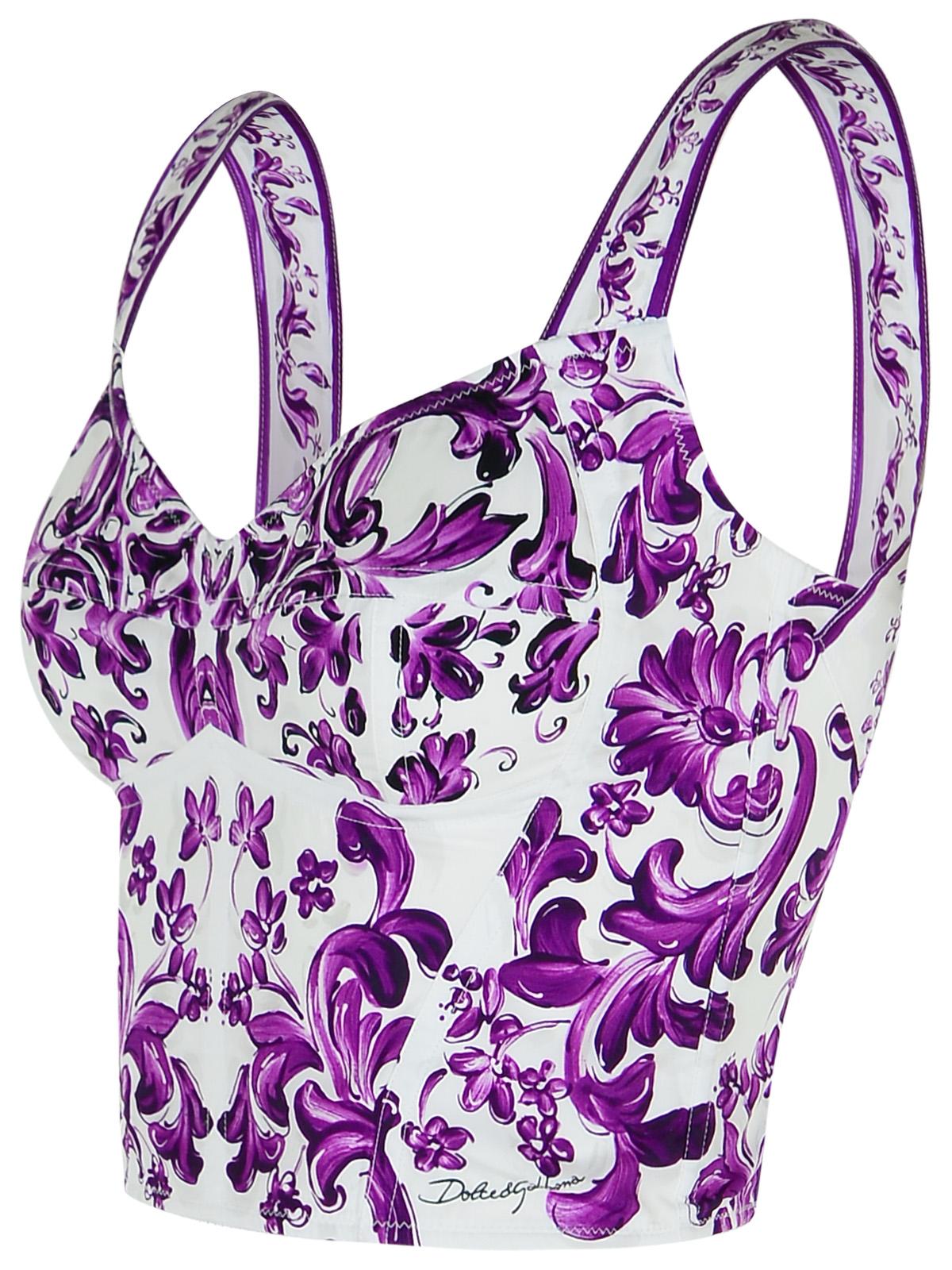 Dolce & Gabbana Majolica Print Cotton Blend Bustier Women