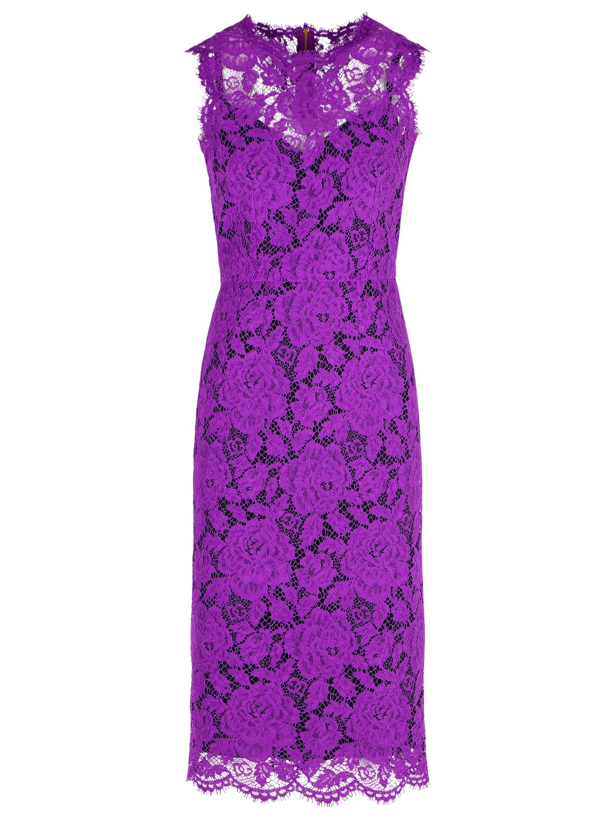 Dolce & Gabbana 'Longuette' Purple Stretch Lace Dress Women