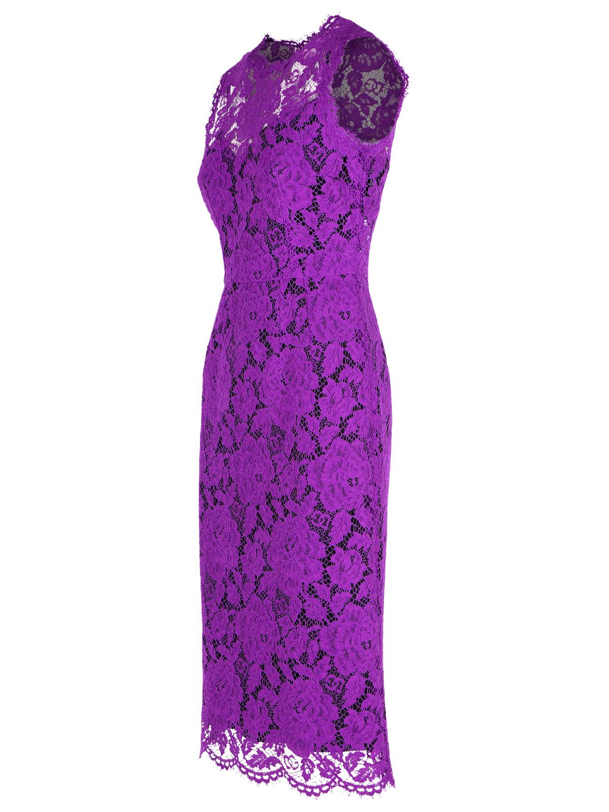 Dolce & Gabbana 'Longuette' Purple Stretch Lace Dress Women