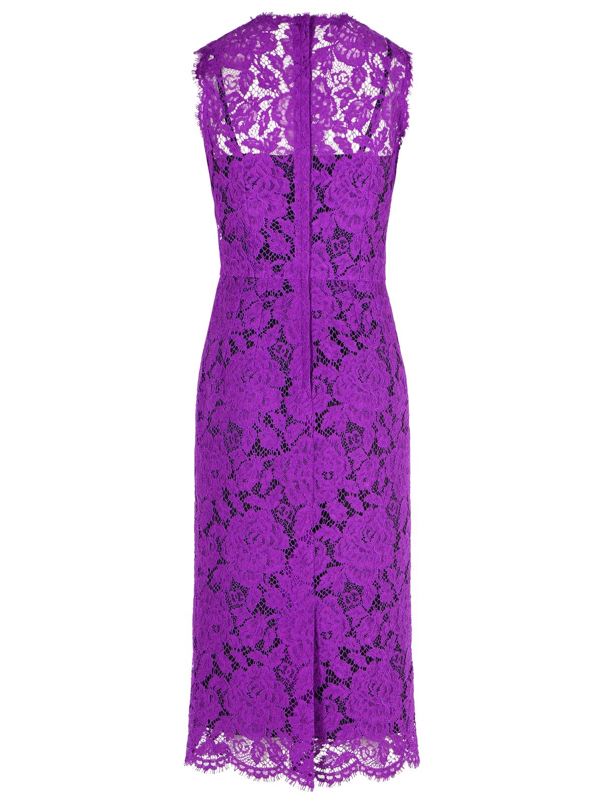 Dolce & Gabbana 'Longuette' Purple Stretch Lace Dress Women